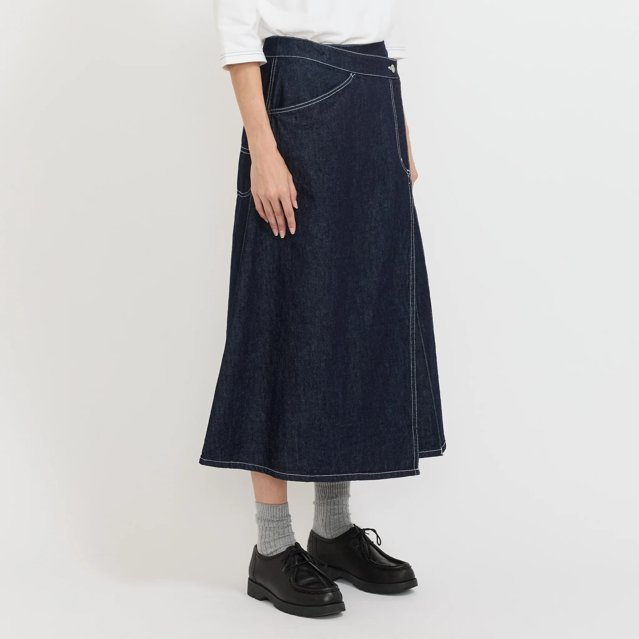 Wrap Pleated Skirt Indigo - Image 4