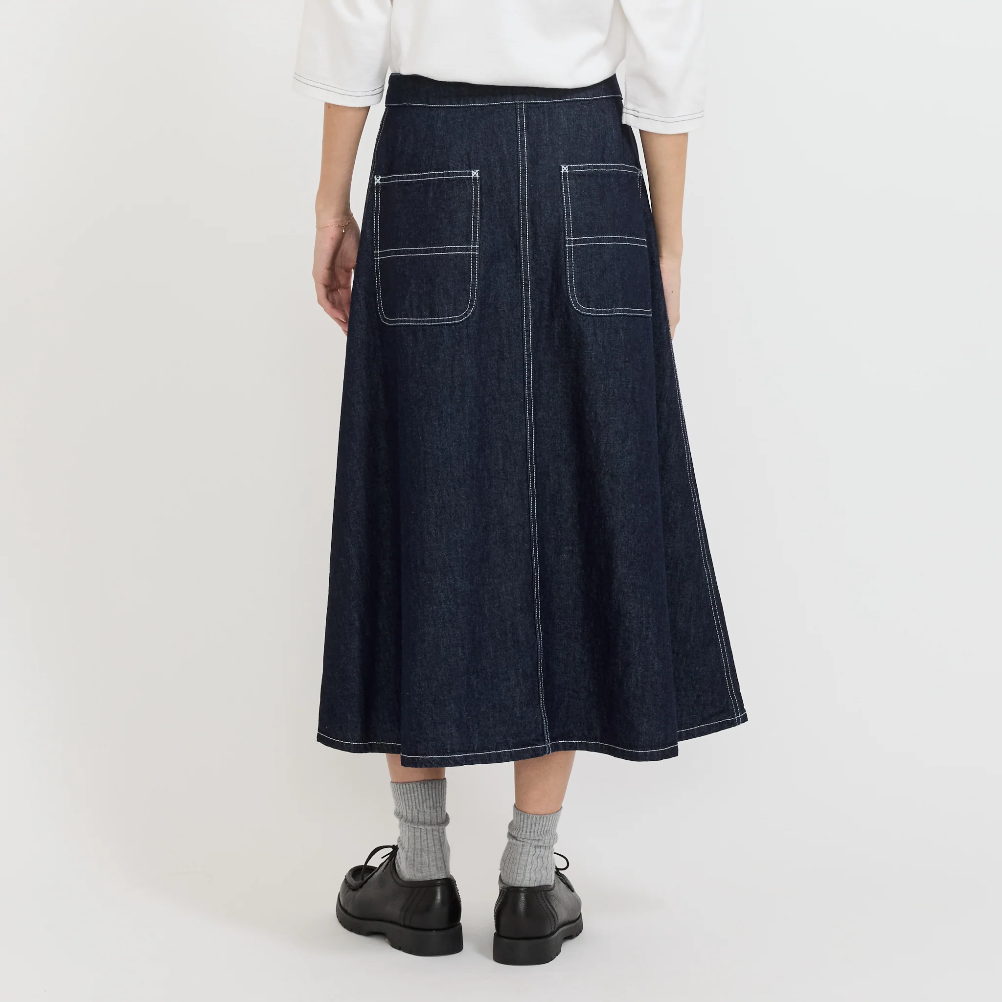 Wrap Pleated Skirt Indigo - Image 5