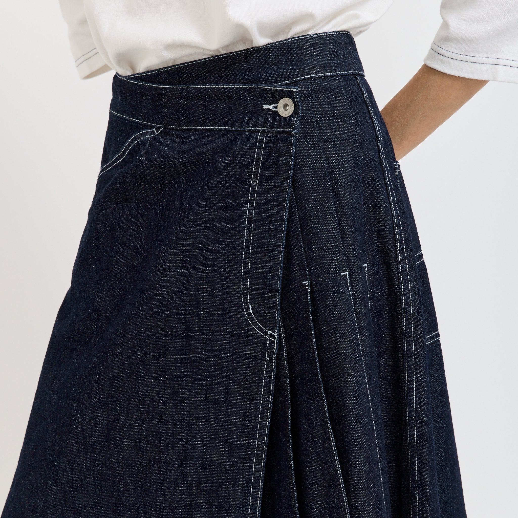 Wrap Pleated Skirt Indigo - Image 6