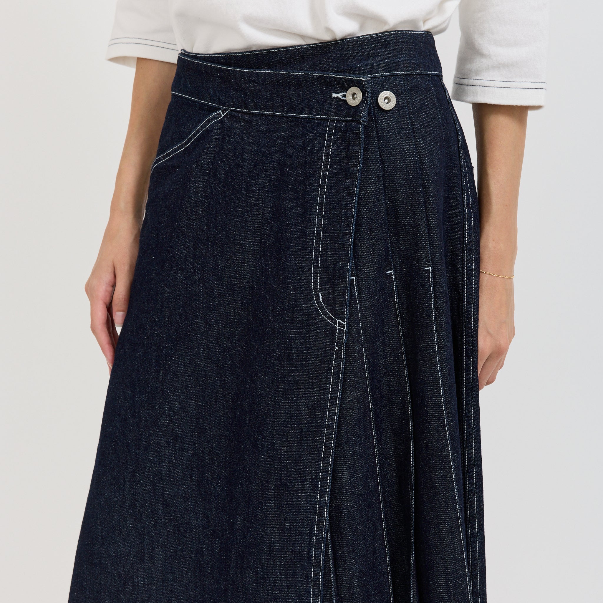 Wrap Pleated Skirt Indigo - Image 9