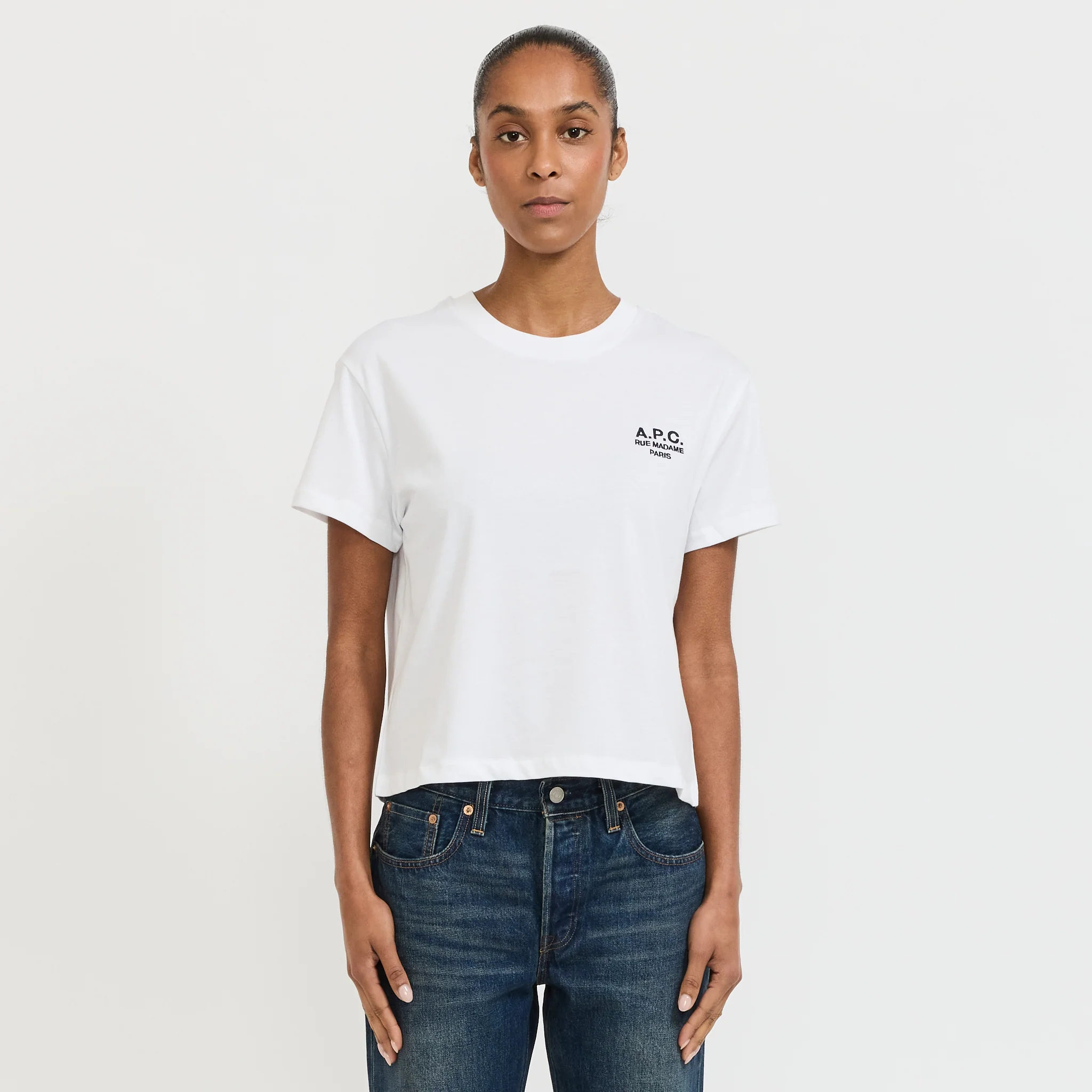W's Boxy Rue Madame T-Shirt White/Dark Navy