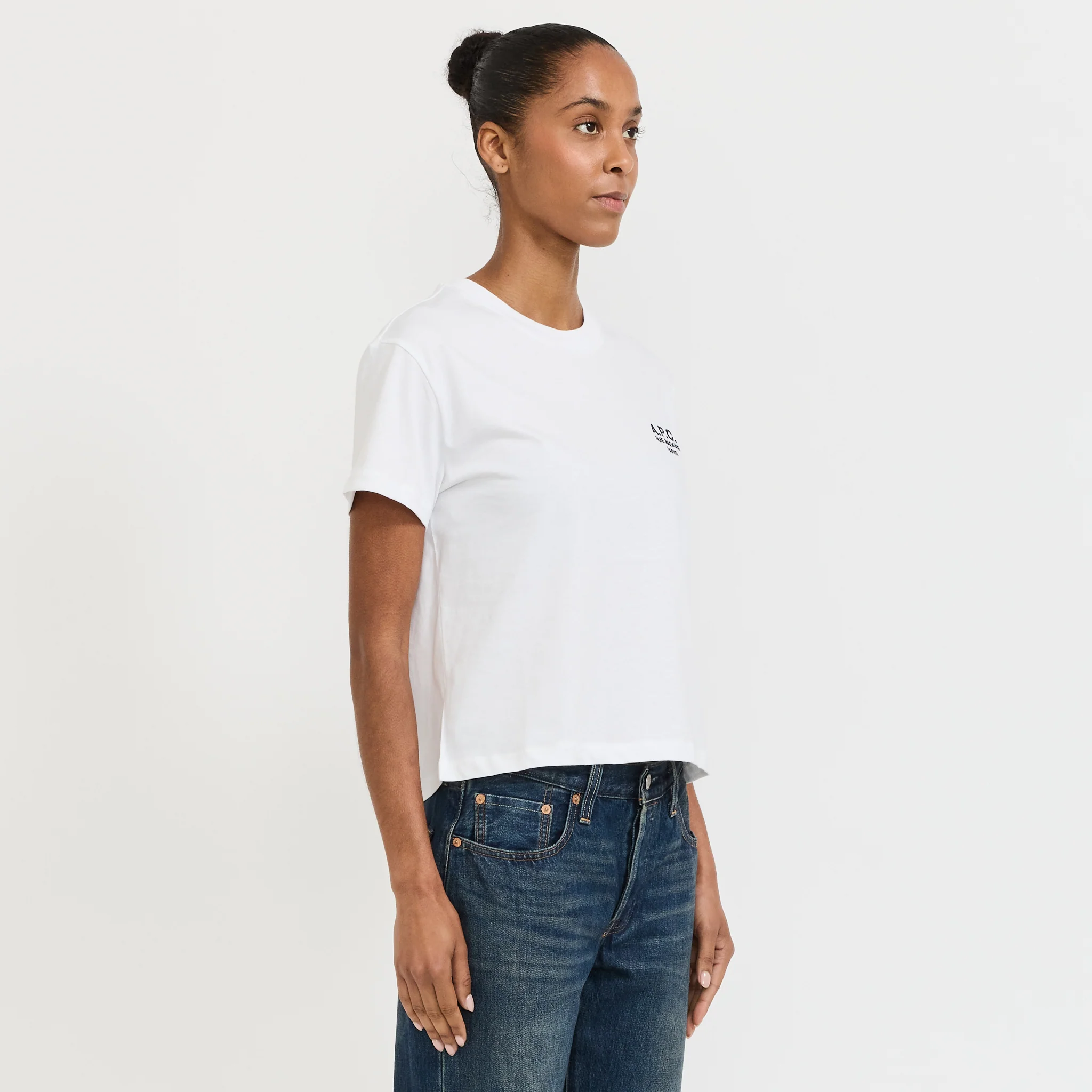 W's Boxy Rue Madame T-Shirt White/Dark Navy - Image 3