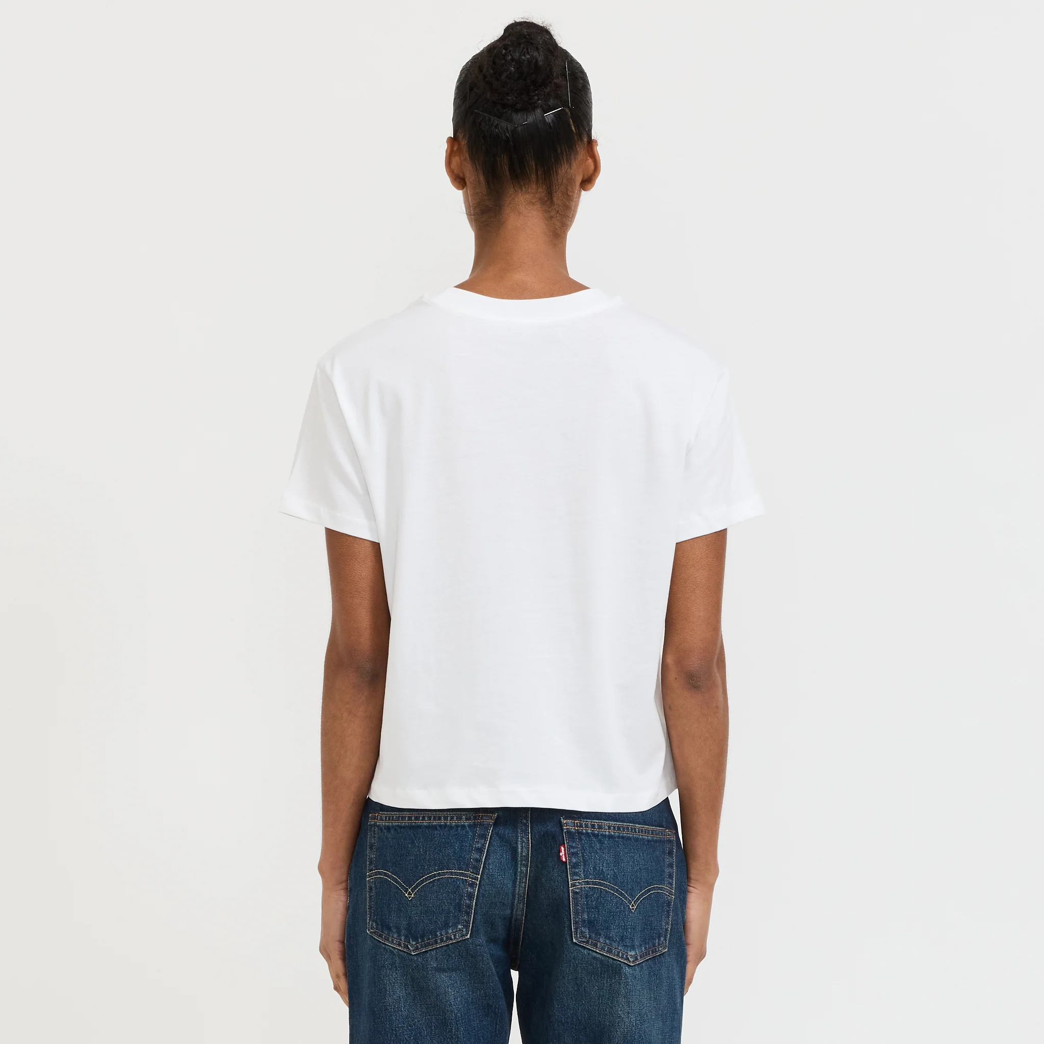 W's Boxy Rue Madame T-Shirt White/Dark Navy - Image 4