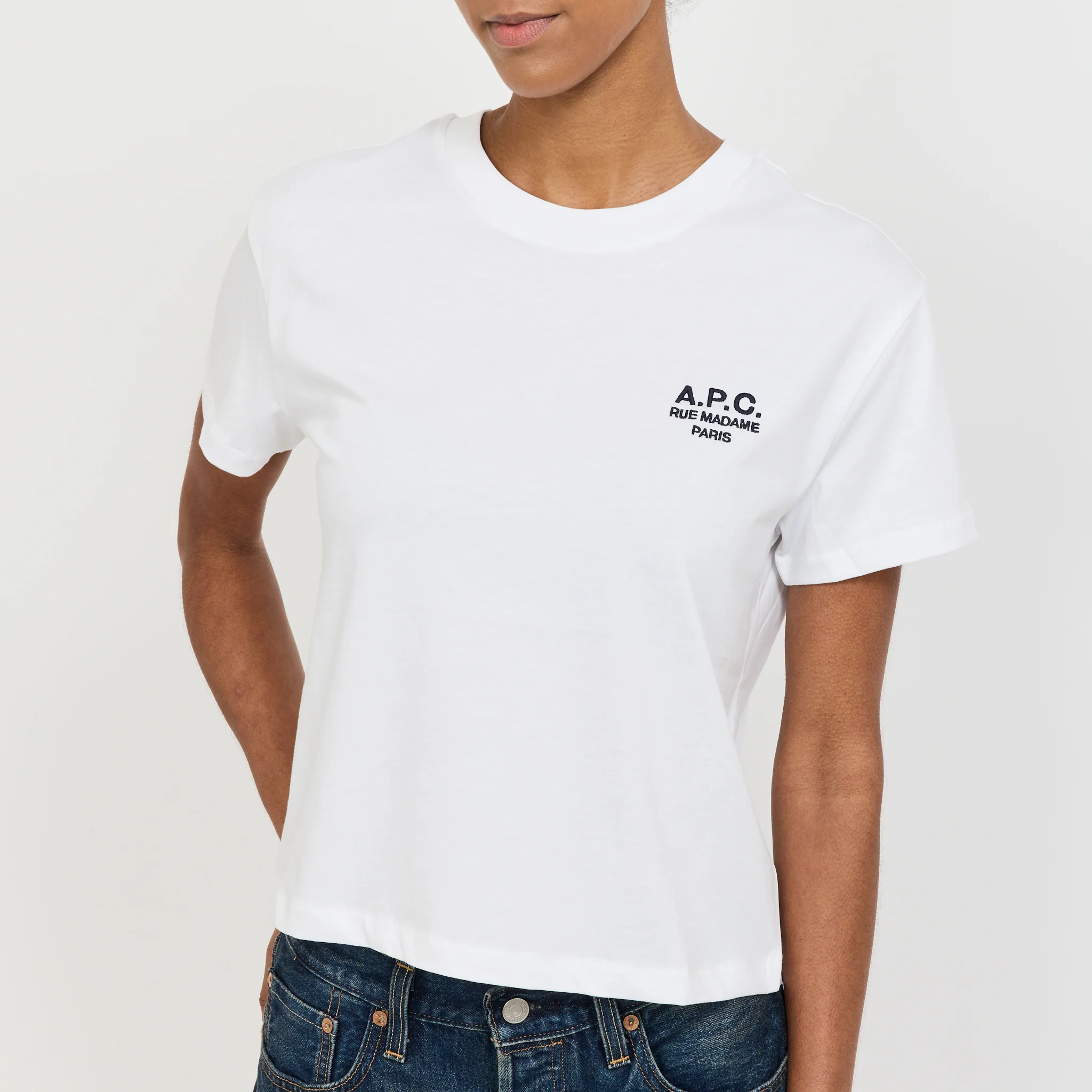 W's Boxy Rue Madame T-Shirt White/Dark Navy - Image 5