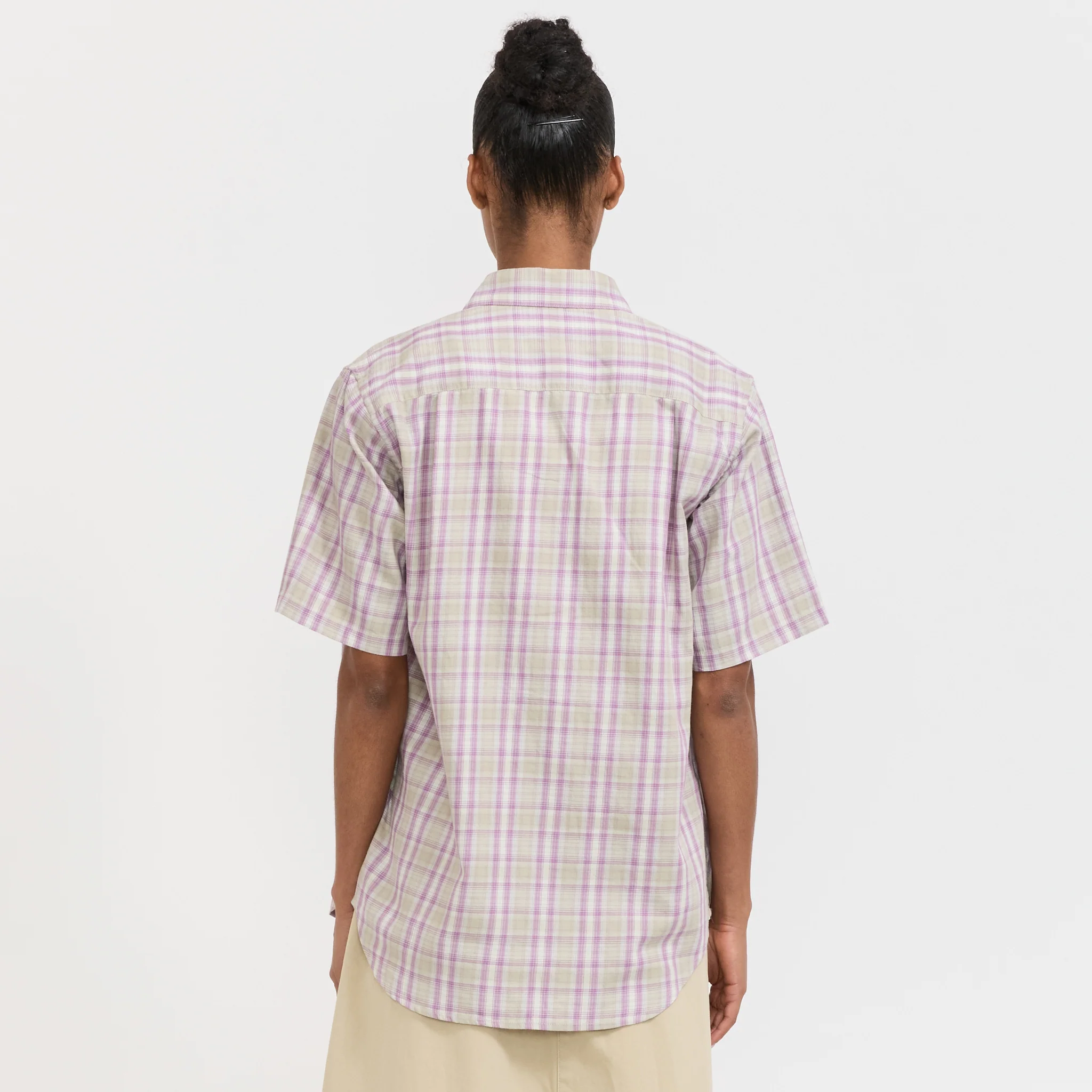 W's S/S Checkered Ombre Shirt Purple - Image 4