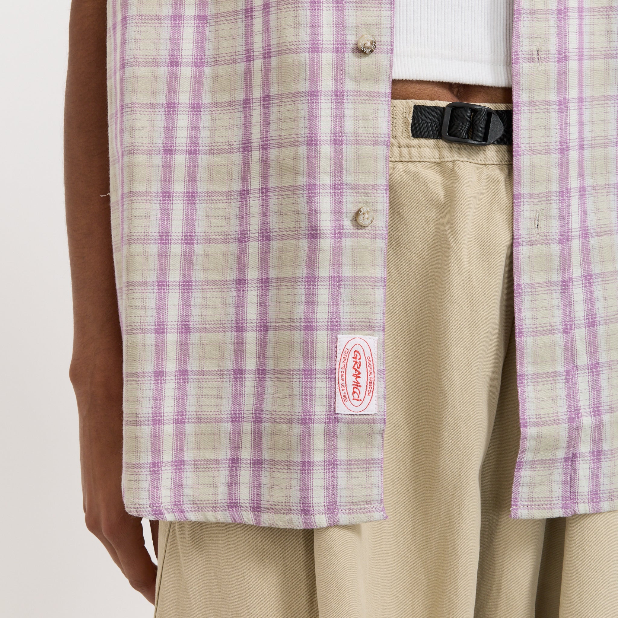 W's S/S Checkered Ombre Shirt Purple - Image 6