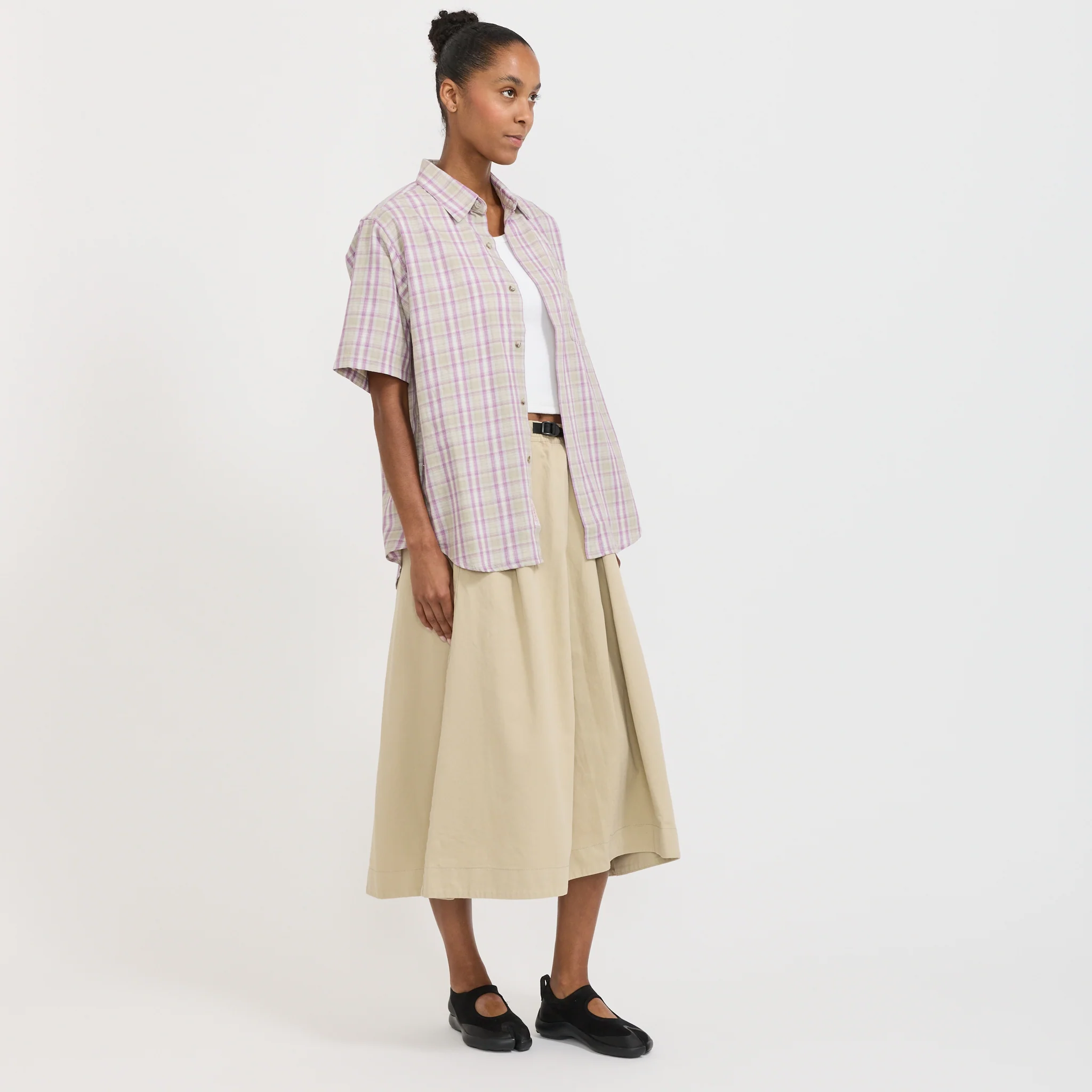 W's S/S Checkered Ombre Shirt Purple - Image 7