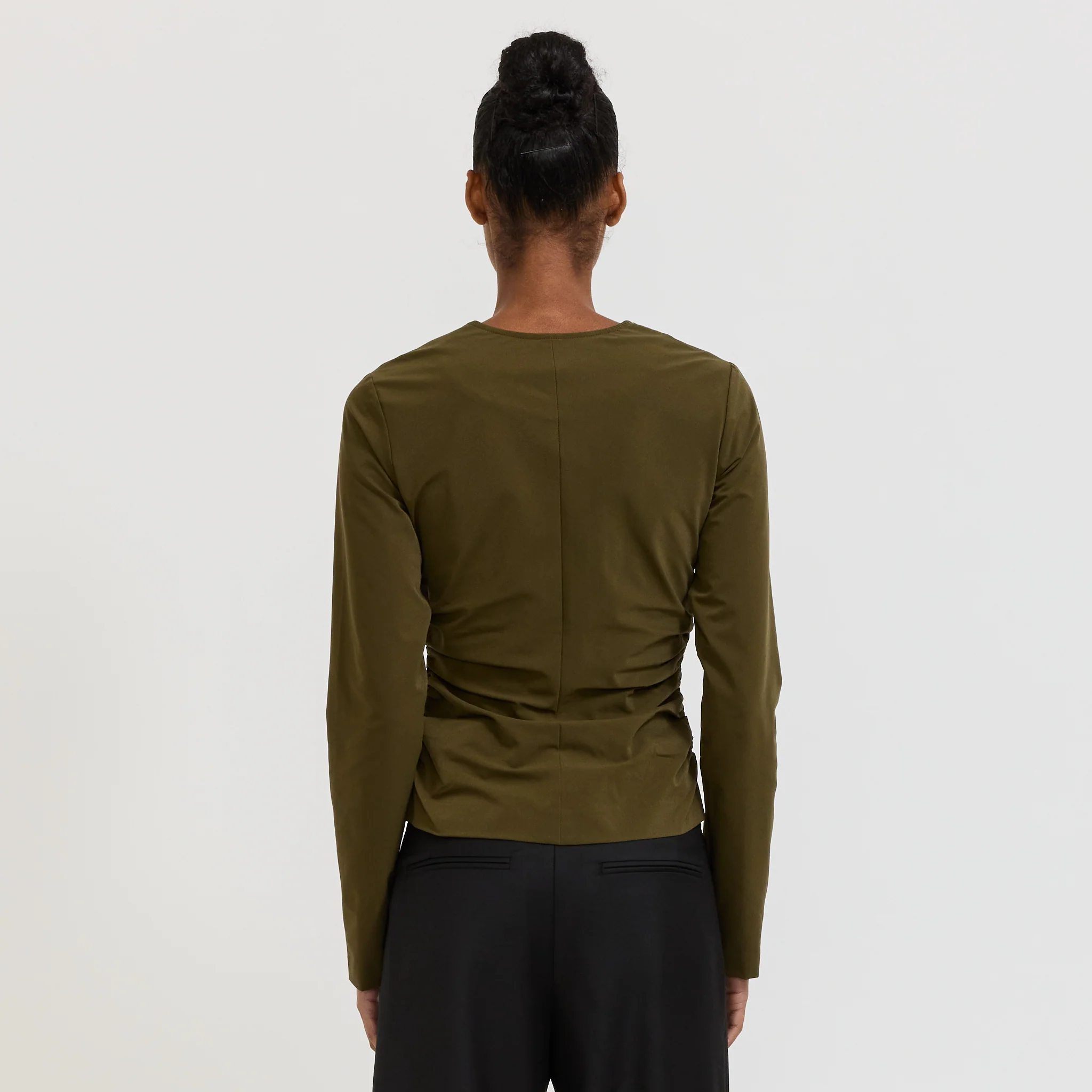 Zipper Long Sleeve Top Khaki - Image 4